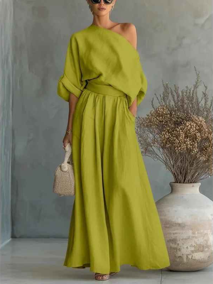 Lisa | Soft Off-Shoulder Top and Tapered Pants Set