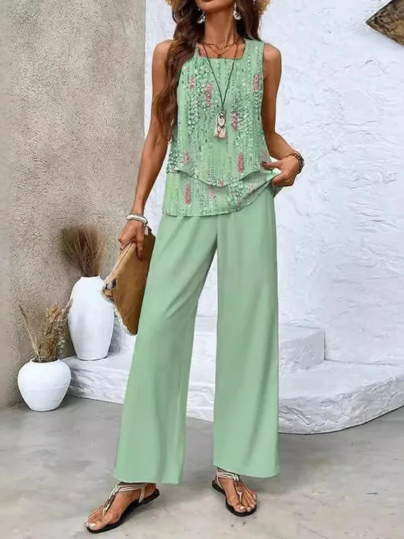Ovelynra™ | Sleeveless top and wide-leg pants