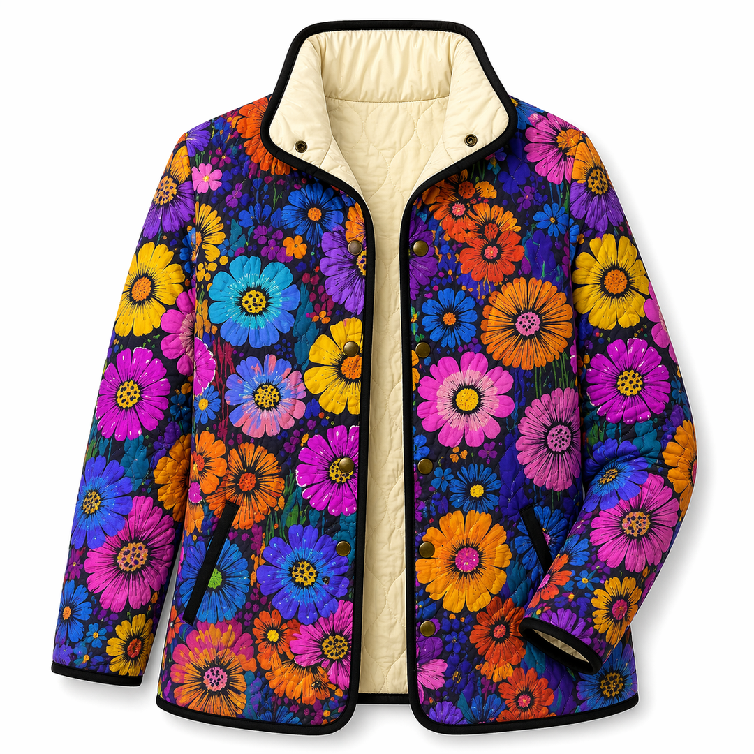 Rena - Charming Vintage Floral Print Quilted Jacket
