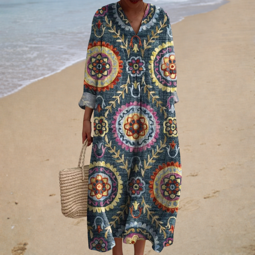 Serafina | Long Dress with Boho Motifs