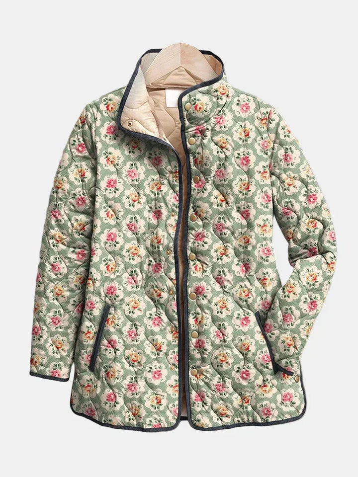 Aveline™ | Vintage Floral Art Print Quilted Jacket