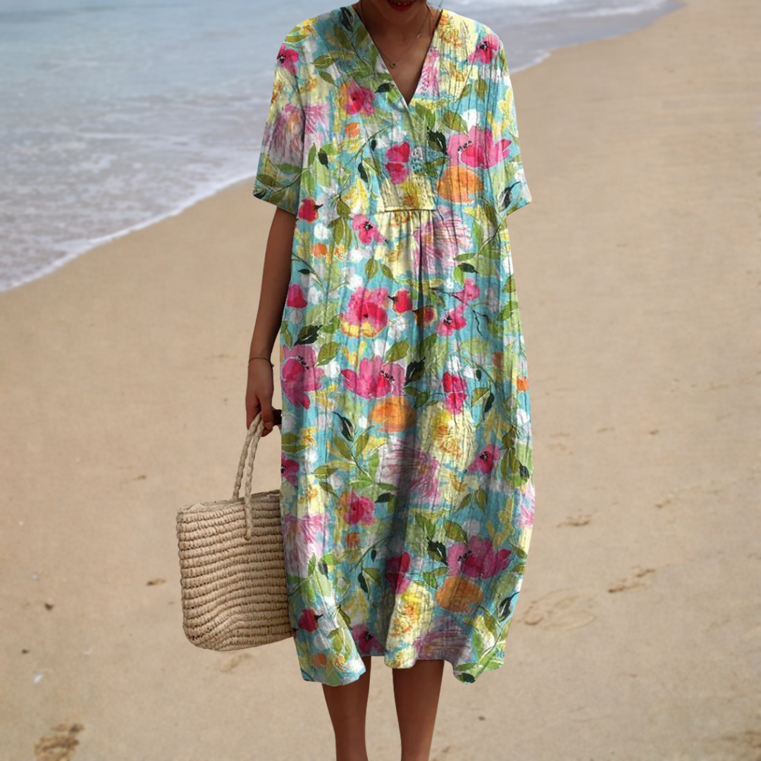 Light Blue | Colorful Floral Long Dress