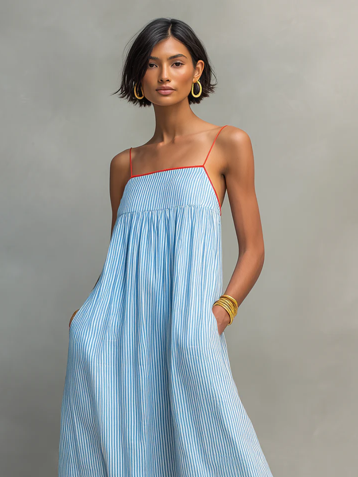 Joanne™ | Long striped dress with thin straps