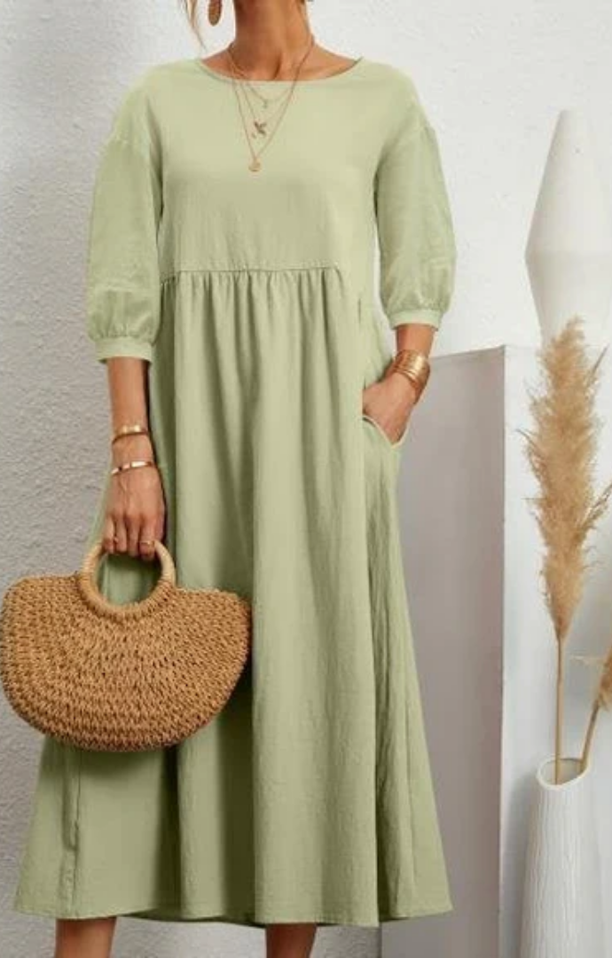 Priella™ - Elegant Puff-Sleeve Maxi Dress