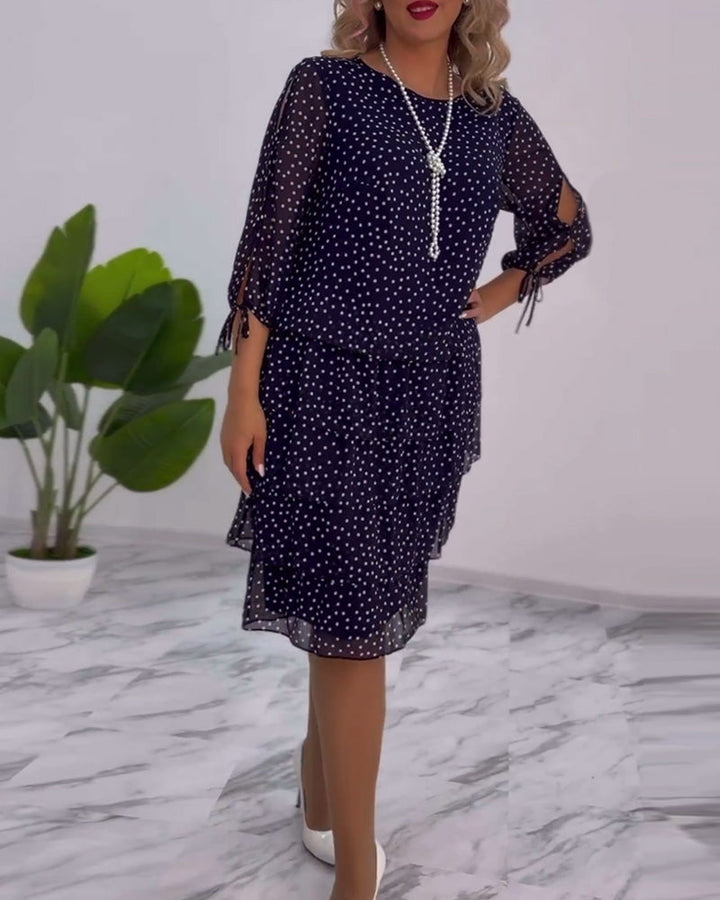 Ava™ | Tiered Polka Midi Dress