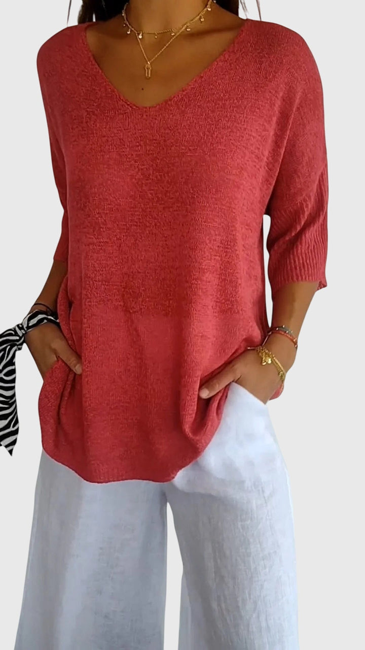 Cassandra™ - Elegant V-Neck Top