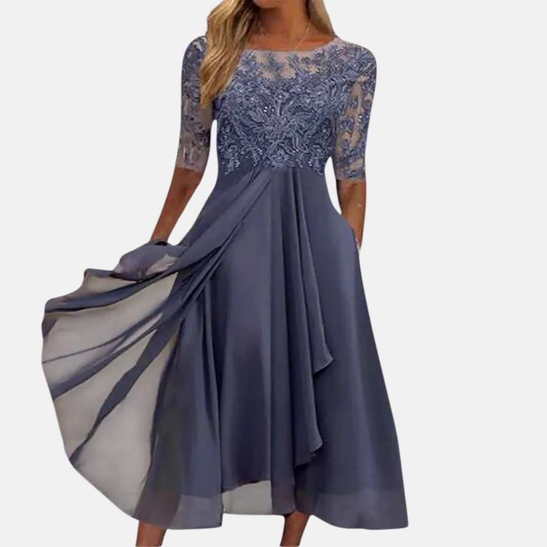 Sabina™ | Soft pleated flowing maxi dress