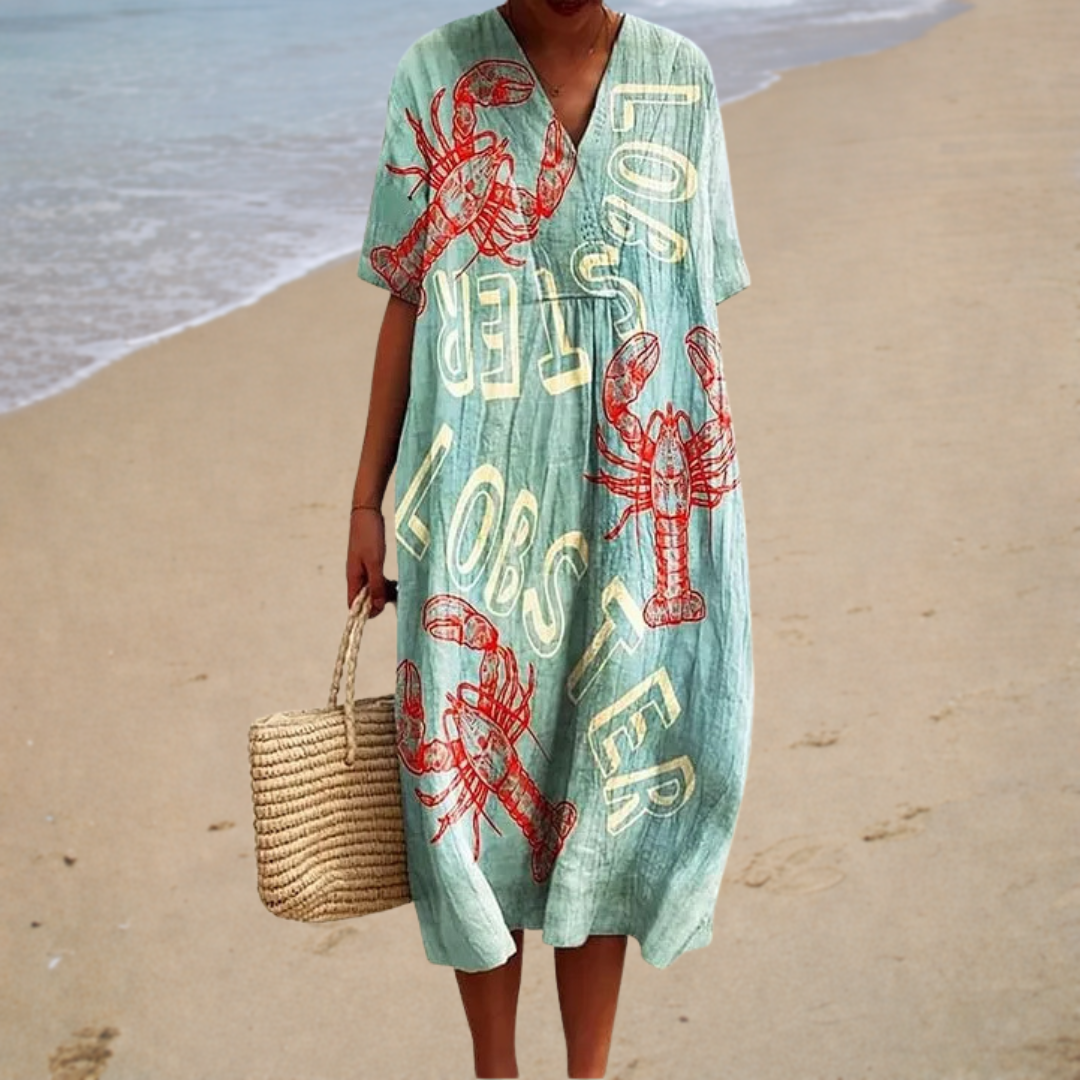 Umberta | Long Dress with Lobster Motif
