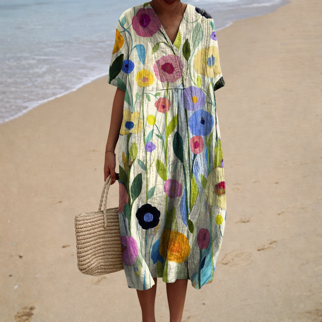 Mariangela | Long Dress with Sardine Motif