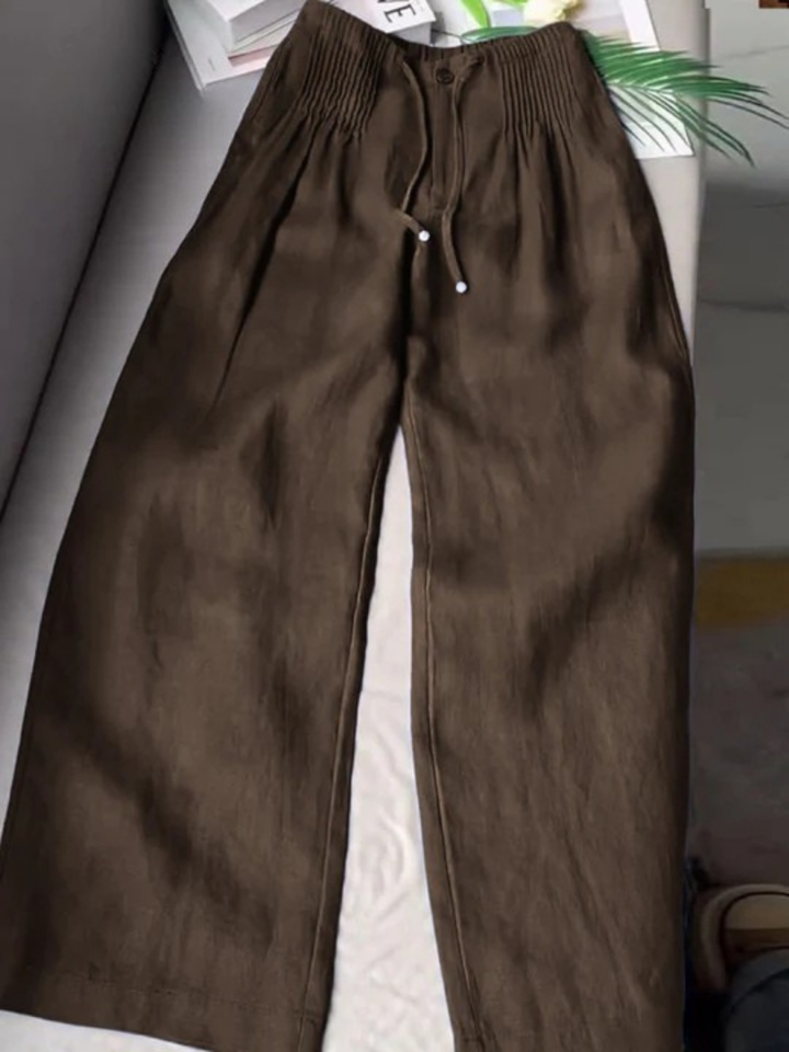 Camille | Wide-leg Pants in Cotton and Linen Blend
