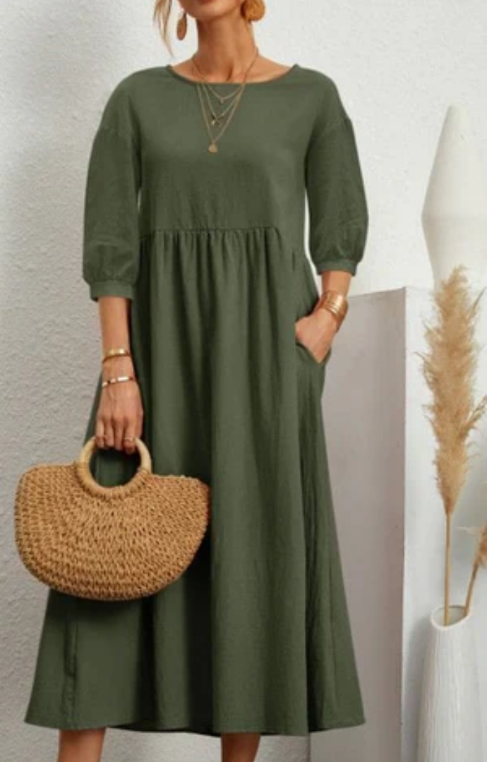 Priella™ - Elegant Puff-Sleeve Maxi Dress