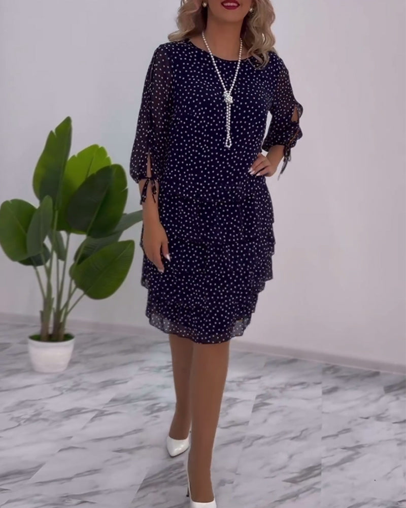 Ava™ | Tiered Polka Midi Dress