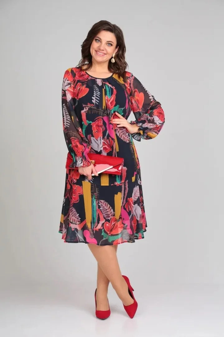 Marcella™ | Long Sleeve Floral Midi Dress
