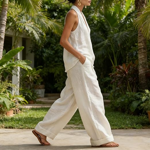 Ainhoa | Two-piece set with linen texture