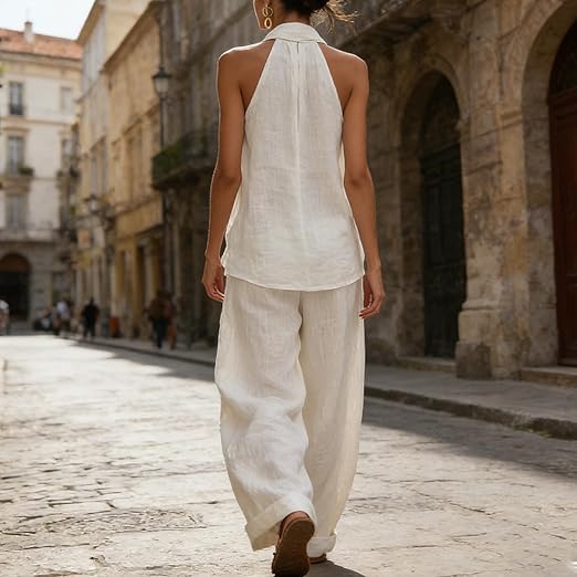 Ainhoa | Two-piece set with linen texture