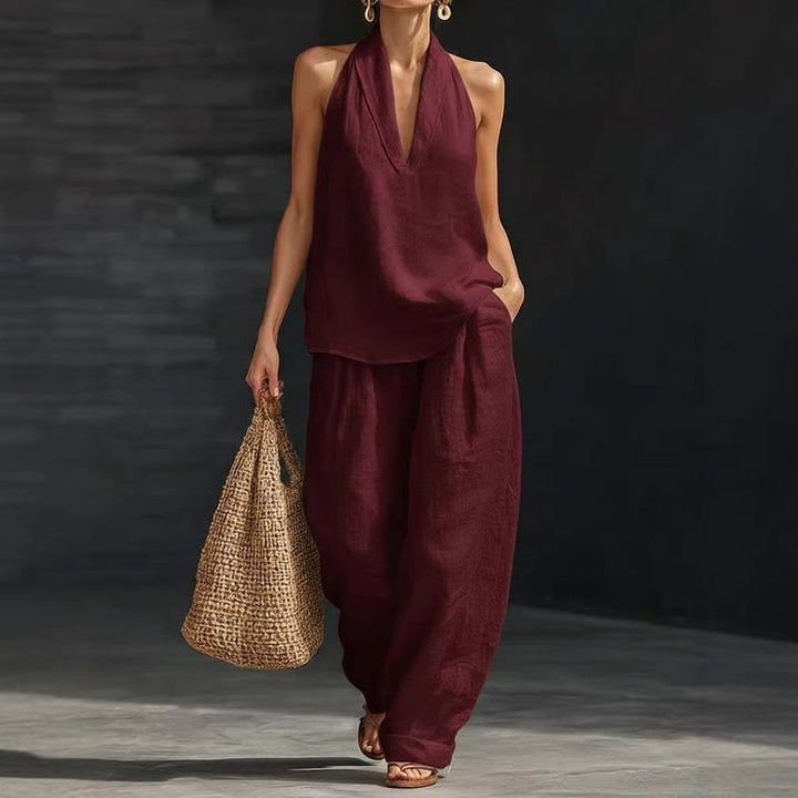 Ainhoa | Two-piece set with linen texture
