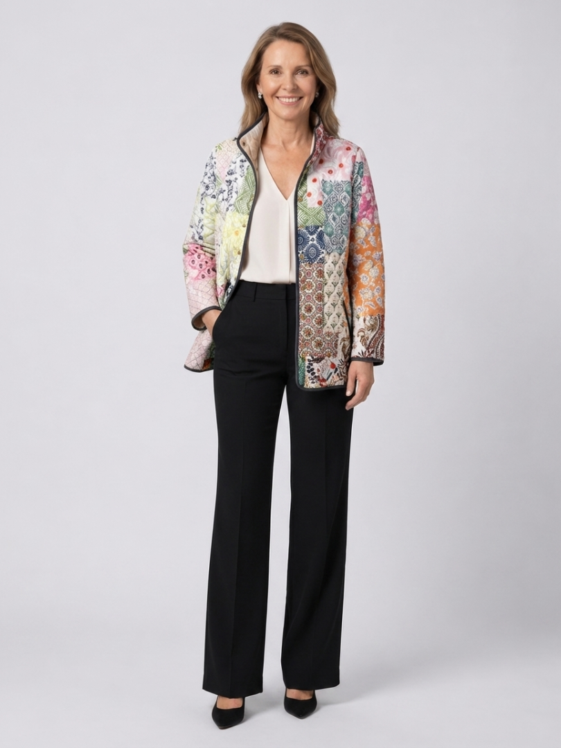 Suri™ | Casual Floral Print Quilted Jacket