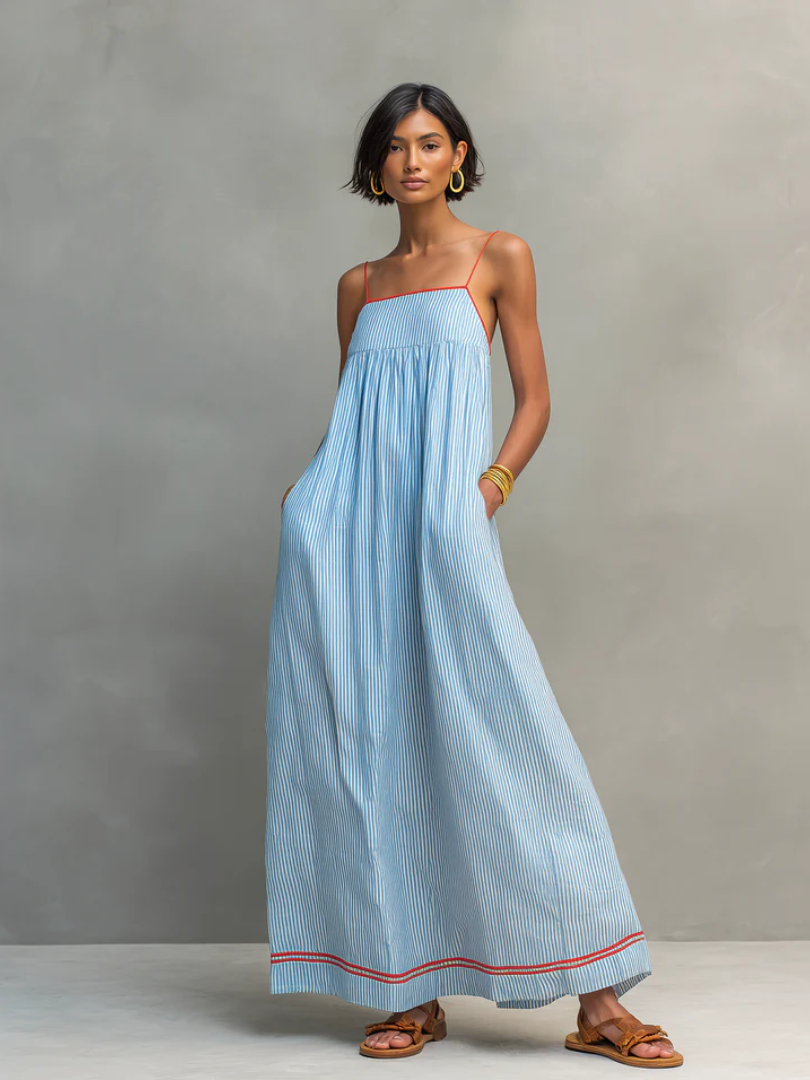 Joanne™ | Long striped dress with thin straps