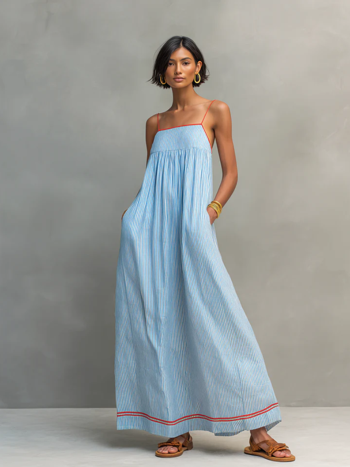Joanne™ | Long striped dress with thin straps
