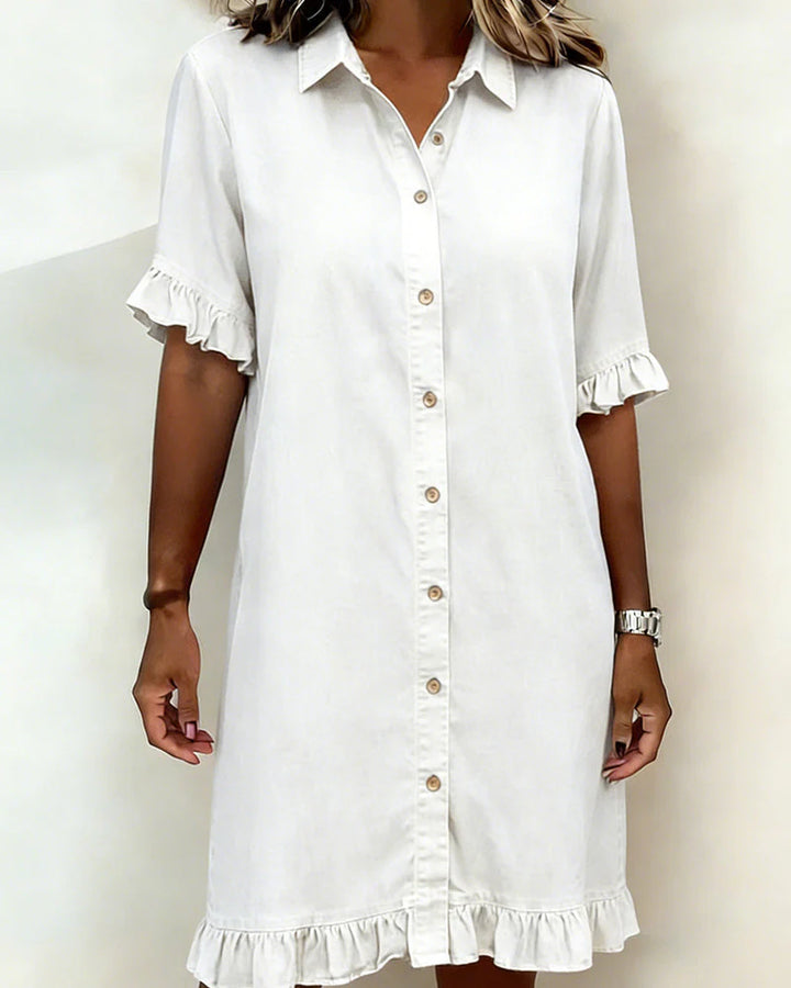 Raelle™ | Ruffled Denim Button Dress