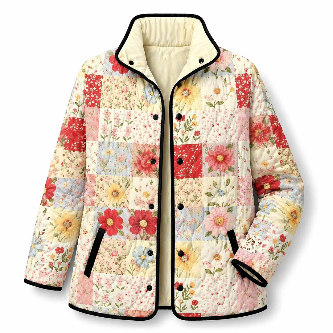 Zadie - Charming Vintage Floral Print Quilted Jacket