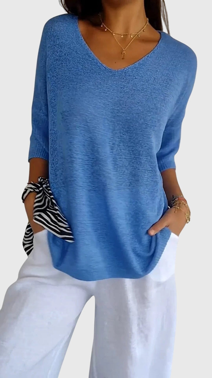 Cassandra™ - Elegant V-Neck Top