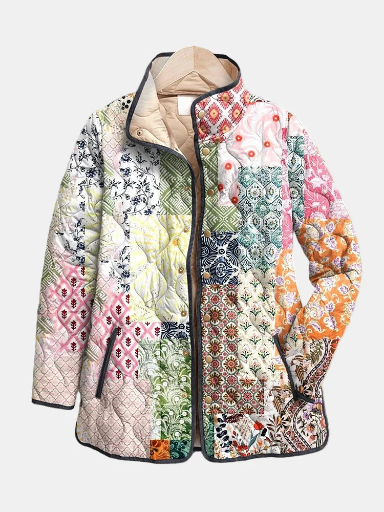 Suri™ | Casual Floral Print Quilted Jacket