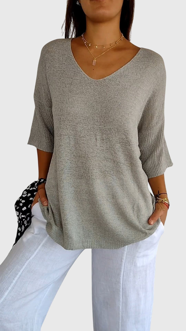 Cassandra™ - Elegant V-Neck Top