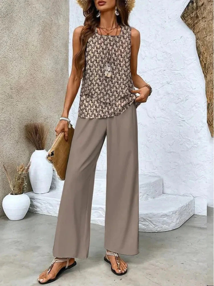 Ovelynra™ | Sleeveless top and wide-leg pants