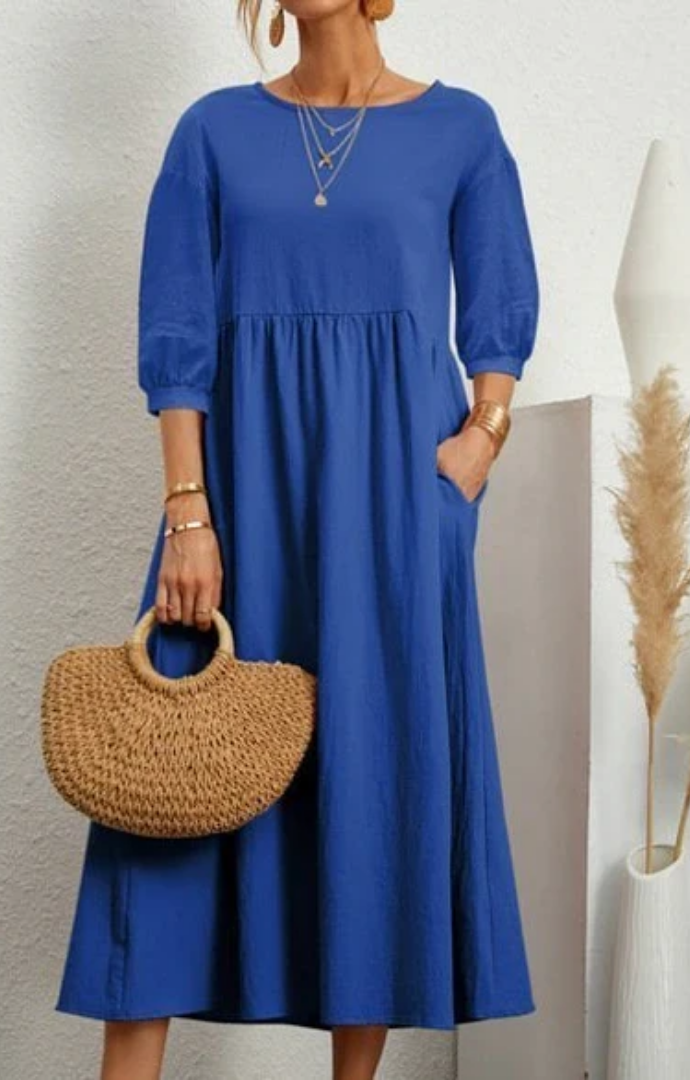 Priella™ - Elegant Puff-Sleeve Maxi Dress