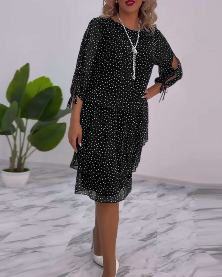 Ava™ | Tiered Polka Midi Dress