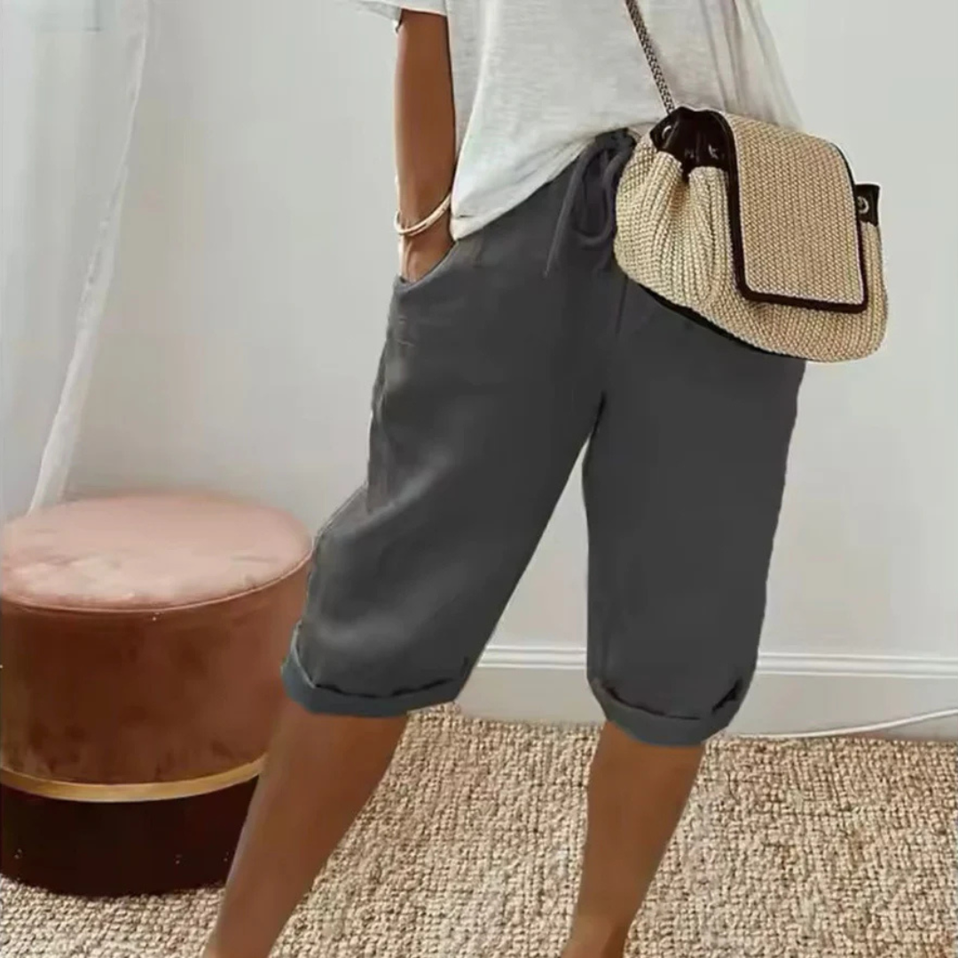 Fenlorn™ | Linen Drawstring Capri Shorts