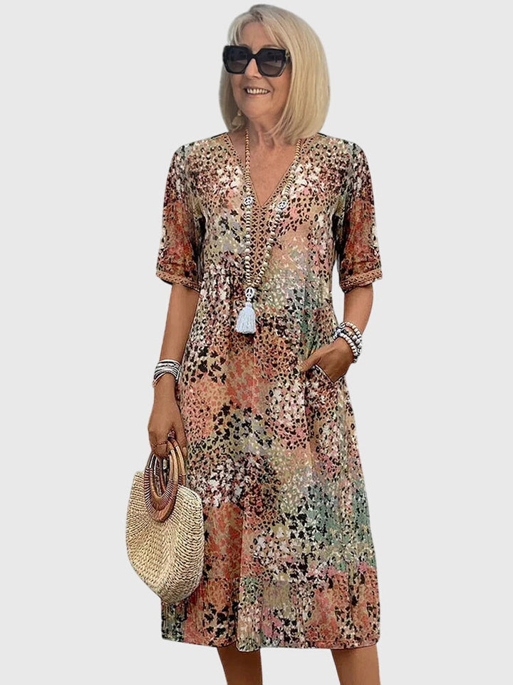 Yvonna™ | Elegant Floral Midi Dress