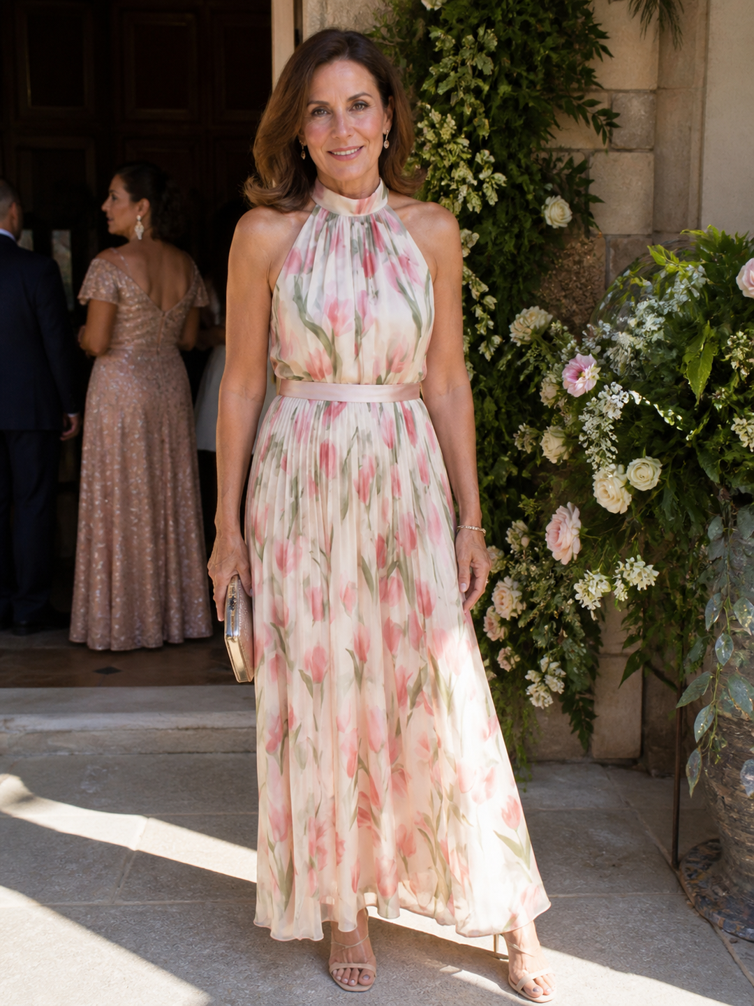 Ursula™ | Halter Neck Floral Midi Dress