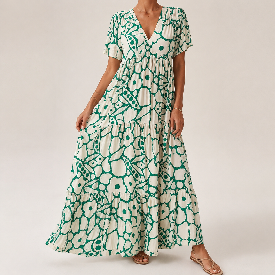 Yasmin™ | Elegant floral print summer maxi dress