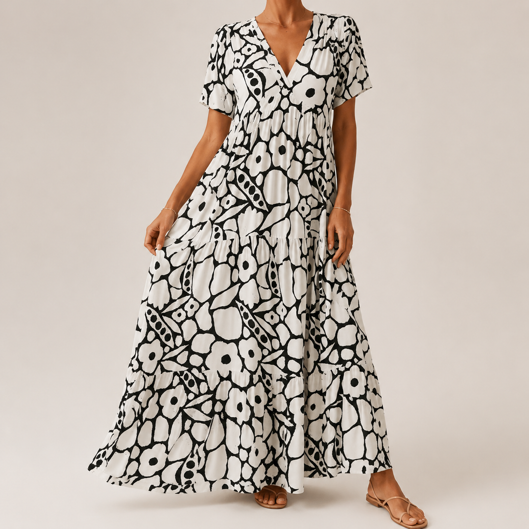 Yasmin™ | Elegant floral print summer maxi dress