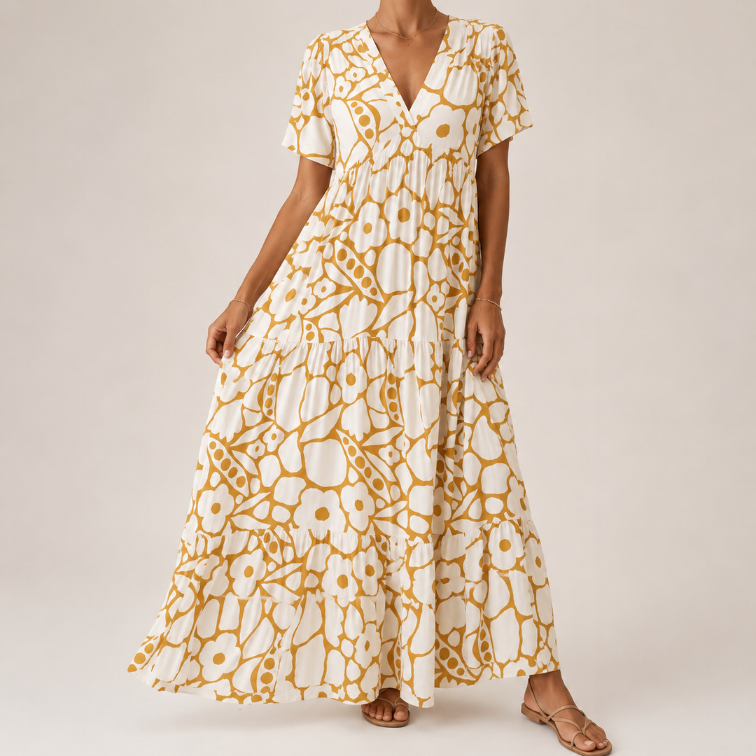 Yasmin™ | Elegant floral print summer maxi dress
