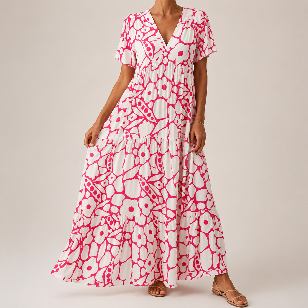 Yasmin™ | Elegant floral print summer maxi dress