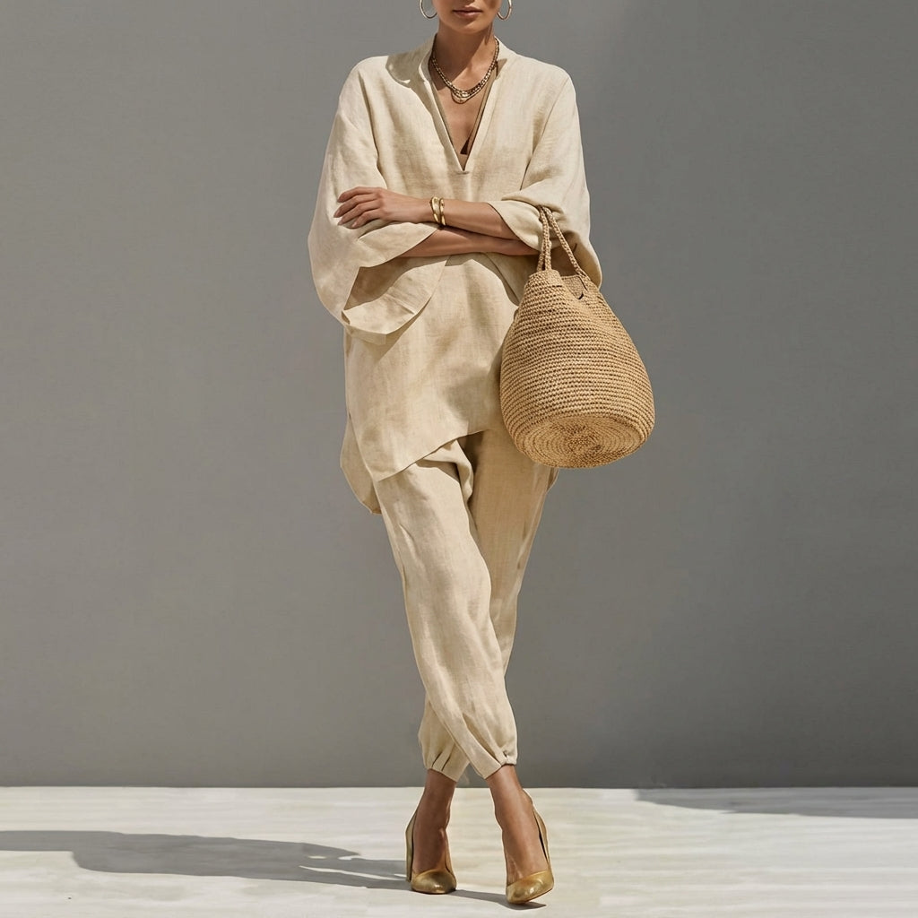 Marina | Women's Casual Two-Piece V-Neck Set