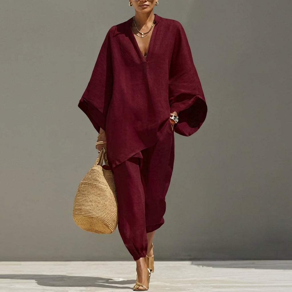 Marina | Women's Casual Two-Piece V-Neck Set
