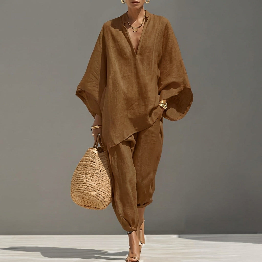 Marina | Women's Casual Two-Piece V-Neck Set