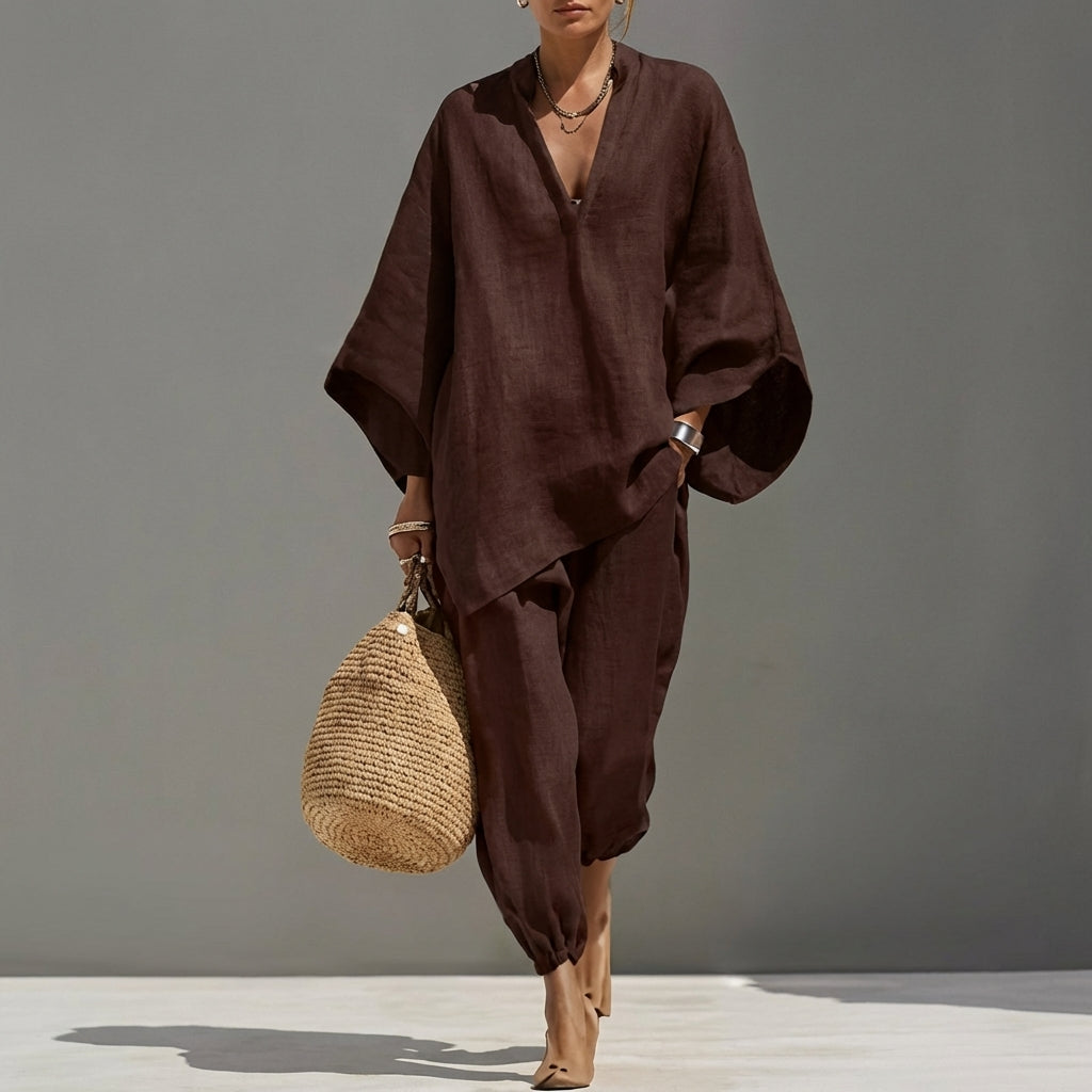 Marina | Women's Casual Two-Piece V-Neck Set