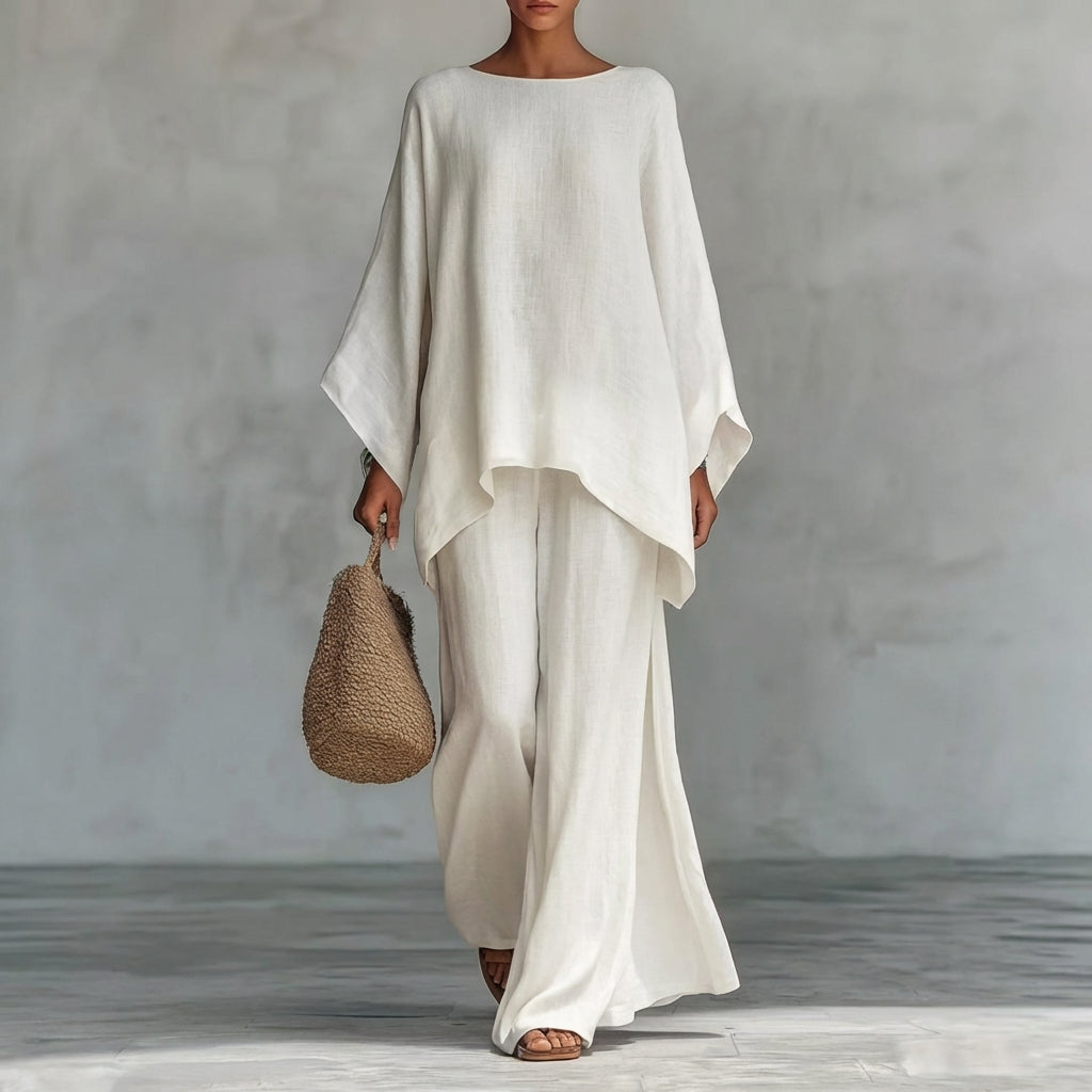 Cristina | Two-Piece Set with Long Sleeves and Wide Leg Pants