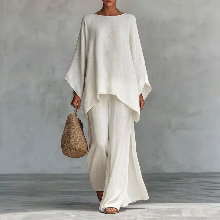 Cristina | Two-Piece Set with Long Sleeves and Wide Leg Pants