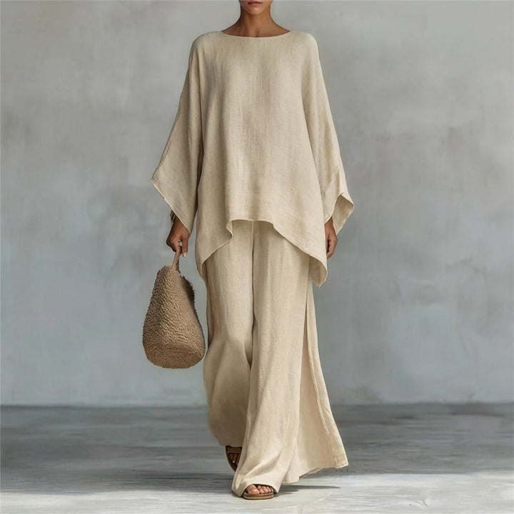 Cristina | Two-Piece Set with Long Sleeves and Wide Leg Pants