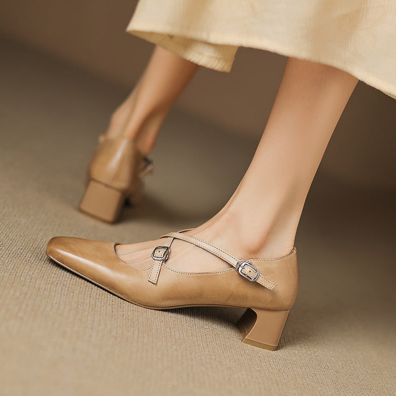Marvane Leather Kitten Heels
