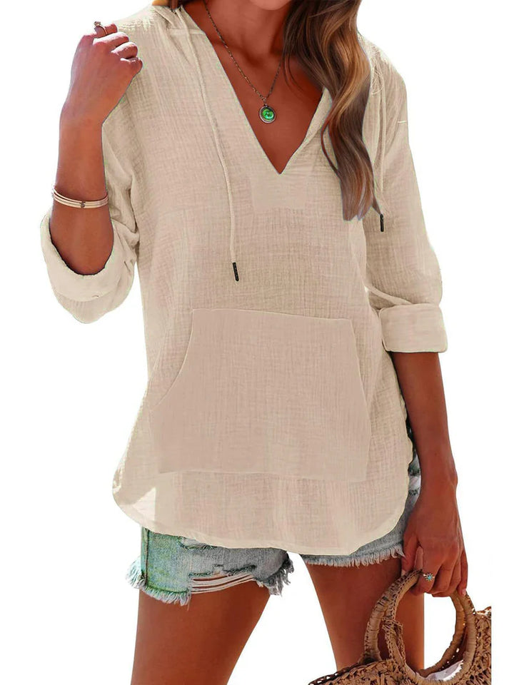 Grazia™ | Casual V-Neck Hooded T-Shirt