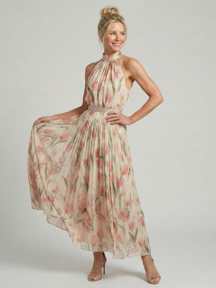 Ursula™ | Halter Neck Floral Midi Dress