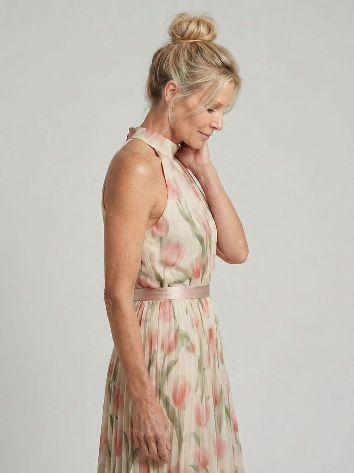 Ursula™ | Halter Neck Floral Midi Dress