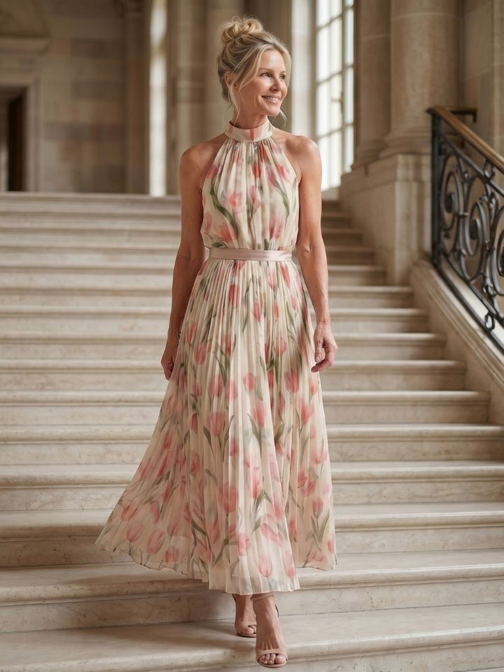 Ursula™ | Halter Neck Floral Midi Dress